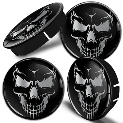 Abbildung von SkinoEu® 4 x 60mm Silikon Nabenkappen Kappen Felgendeckel Radkappen Radnabendeckel Nabendeckel Auto Giftig Schädel C 92