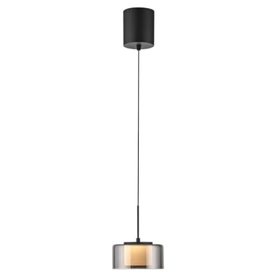 Abbildung von Paul Neuhaus LED Pendelleuchte RIKA, 1 flammig, Rauchfarben, Schwarz, Metall, Dimmfunktion, Memoryfunktion, fest integriert, Extra Warmweiß, Lampenschirm aus Glas, Höhenverstellbar Ø 15 x H 180 cm