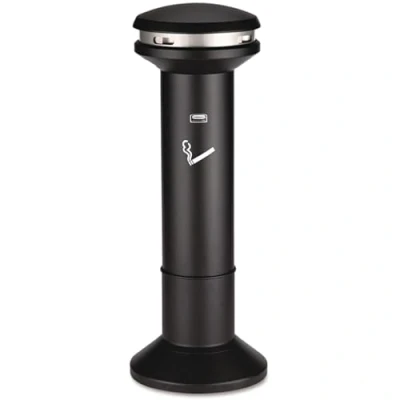 Abbildung von Rubbermaid Commercial Products FG9W3400BLA Infinity Abfallbehälter für Zigaretten mit hohem Fassungsvermögen, 25,4 L, Durchmesser 400 mm x H1010