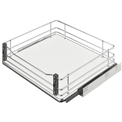 Abbildung von GedoTec Unterschrank Frontauszug Schrankauszug mit Tablar Boden Vollauszug Soft Closing Dämpfung Küchen Auszug für Korpusbreite: 600 mm Tragkraft: 30 kg 1 Garnitur Holz Auszugsboden