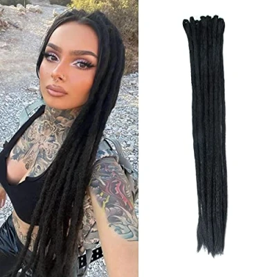 Abbildung von Dsoar Dreadlocks Extension Zöpfe Haarverlängerung Synthetik Braiding Haar 12 Stränge 24 Inch Synthetische für Männer/Damen Volle Hippie Haarverlängerungen