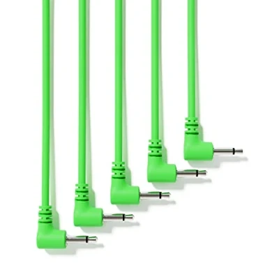 Abbildung von ExcelValley 5 Pack Rechtwinkliger Mono Modular Patchkabel 3,5mm 1/8&quot; Eurorack Synthesizer [Grün 45 cm 18&quot;]