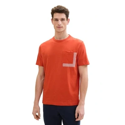 Abbildung von TOM TAILOR Herren Basic T Shirt mit Brusttasche, marocco orange, L