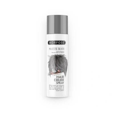 Abbildung von Morfose Temporary Hair Color Spray, 150ml Trendige und lebendige Farben mit bis zu 24 Stunden Halt, einfach durch Waschen entfernen. (Majestic Silver, 150 ml (1er Pack))