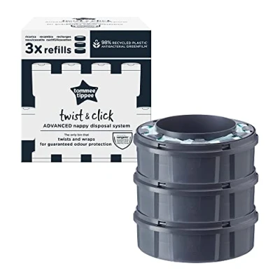 Abbildung von Tommee Tippee Windeleimer Nachfüllkassetten für Twist &amp; Click, nachhaltiger antibakterieller GREENFILM, 3er Pack