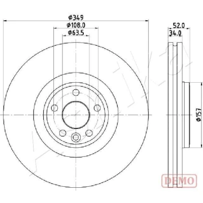 Abbildung von ASHIKA 60 0L L17C Bremsscheibe Vorderachse 349 34, 51,7 108 innenbelüftet lackiert LAND ROVER: Range Rover Evoque, Discovery Sport