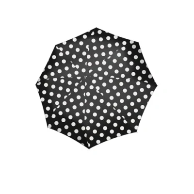 Abbildung von reisenthel umbrella pocket duomatic dots white Kompakter Taschenschirm aus recycelten PET Flaschen Mit großer Drucktaste und ergonomisches Griffdesign