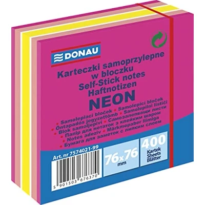 Abbildung von Selbstklebender Würfel, DONAU, 76x76mm, 1x400 Blatt, Neon Pastell, Mix aus Pink, 1 Stück