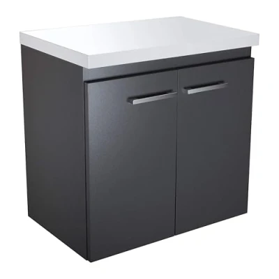 Abbildung von Waschbecken mit Unterschrank Bilbao 60cm Waschplatz Schöner Badchrank Graphit Badmöbel Waschtischunterschrank (Graphit ohne Waschbecken)