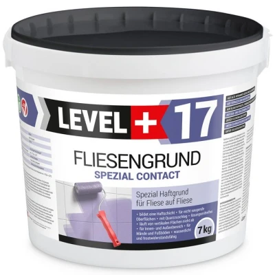 Abbildung von LEVEL PLUS 17 Fliesengrund 7 kg Fliese auf Spezial Haftgrund Fliesengrundierung Quarzgrund Contact Blau für Innen Außen, Haftvermittler Frostbeständig und wasserabweisend