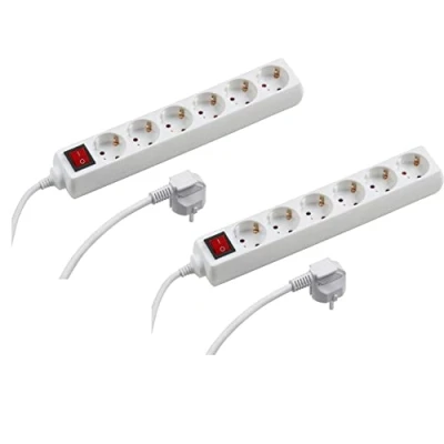 Abbildung von Meister Steckdosenleiste 6 fach 2er Set 1,4 m Kabel weiß mit Schalter IP20 Innenbereich Steckerleiste / Mehrfachsteckdose Tischsteckdose Tido 7430560