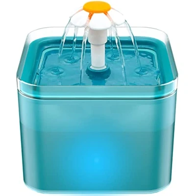 Abbildung von AONBOY Katzenbrunnen, 2L Katzentrinkbrunnen, Ultraleiser LED Lichttrinkbrunnen, Hundetrinkbrunnen, mit Aktivkohlefilter und Wasserpumpe