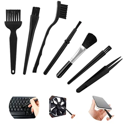 Abbildung von Antistatische ESD Bürste 7 Stück Nylon Computer Reinigungsset Elektronik Tastatur Antistatik Pinsel mit Kunststoffgriff für Laptop Leiterplatte Motherboards PC Reinigungsbürste Set