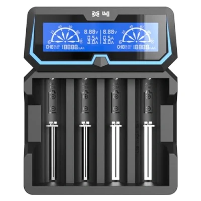 Abbildung von 18650 Batterie ladegerät XTAR X4 2A Schnell AC Leistung 2 Eingangs Ports LCD Anzeige mit Power Bank Funktion für 3.6V/3.7V 14500 16340 20700 21700 26650 1.2V AAAA AA A SC C