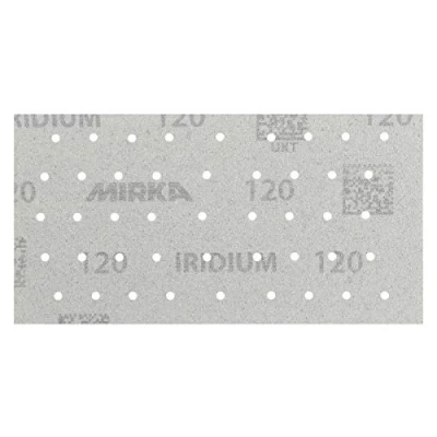 Abbildung von Mirka Iridium Premium Schleifpapier 93x180mm Klett 45 Loch, Korn 120, 50 Stk / Zum Schleifen von Lack, Spachtel, Grundierung, Holz, Stahl, Mineralwerkstoffe, Kunststoff