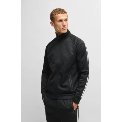 Abbildung von BOSS GREEN Sweatjacke Skarley Strip mit dezentem Muster