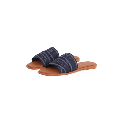 Abbildung von Tommy Hilfiger Webbing Pantolette flach, Damen, Größe: 36, Space blue Schuhe