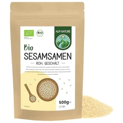 Abbildung von Sesamkörner bio geschält 500g von Alpi Nature, Sesam weiß, weiss, geschälter weißer Sesam, Samen, Sesamsamen roh, Natus aus vegan, glutenfrei