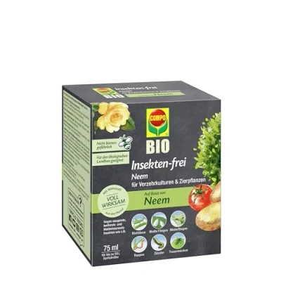 Abbildung von Compo Bio Insekten frei Neem, Bekämpfung von Schädlingen (u.a. Buchsbaumzünsler) an Zierpflanzen, Kartoffeln, Gemüse und Kräutern, 75 ml, 300m²
