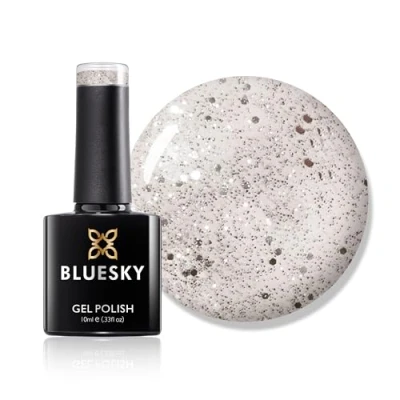 Abbildung von BLUESKY Gel Polish, Platinum Marbel, A51, 10ml, auflösbarer Nagellack, Silber, Glitzer, Schimmer (Aushärtung unter UV /LED Lampe erforderlich) er Pack(x)