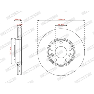 Abbildung von JURID Bremsscheibe RENAULT: Express Kastenwagen 280mm 24mm 5 114,3, 68mm Belüftet 563844JC Bremsscheiben, Scheibenbremsen