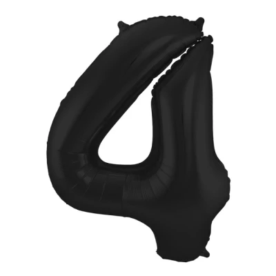 Abbildung von Folie Ballon Nummer 4 Matt Black Metallic 86 cm