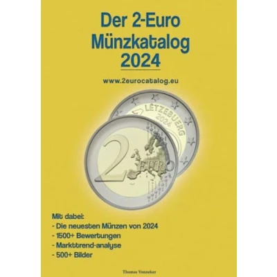Abbildung von der 2 Euro Münzkatalog 2024: Katalog Umlauf und Gedenk Zwei Münzen Münzsätze