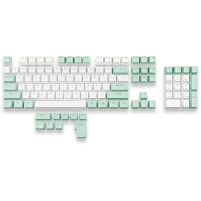 Abbildung von Mountain Mineral PBT Double Shot Keycap Set für MX Switches OEM Profile 113 Tasten US ANSI + ISO Addon (Aquamarin A)