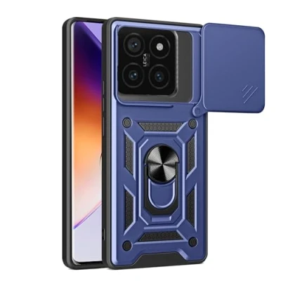 Abbildung von BOKYAS Armor Hülle für Xiaomi 14T Pro Mit Slide Kameraschutz Cover und Ring Ständer [Handyhülle Kompatibel Auto Magnet] Militärischer Stoßfeste Case, Blau
