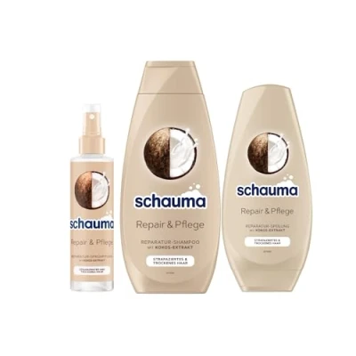 Abbildung von Schauma Sprühpflege Repair &amp; Pflege (200 ml) Hitzeschutz Reparatur Shampoo (400 glättet repariert Schwarzkopf Spülung (250