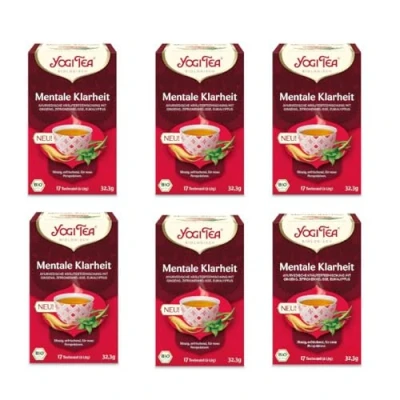 Abbildung von Yogi TEA Mentale Klarheit, Bio Kräutertee mit Ginseng, Zitronenmelisse und Eukalyptus, koffeinfrei, Tee 6er Pack, 6x17 Beutel (102 Teebeutel)