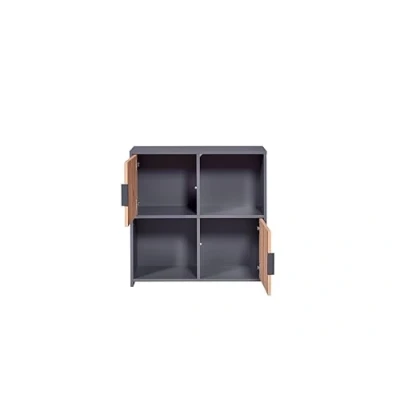 Abbildung von Inter Link Kommode mit 2 Türen Sideboard Standregal Für Schlafzimmer, Wohnzimmerr Eiche Artisan Anthrazit Holzwerkstoff Robust Pflegeleicht Pepeto 2T