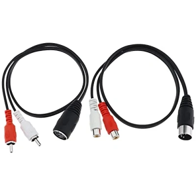 Abbildung von 2 Stück DIN 5 polig auf Cinch Kabel, Ersatz poliger Stecker Stecker, Buchsen, Kabelzubehör für Lautsprecher, HiFi Ausrüstung, Stereoanlage