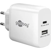 Abbildung von Goobay 65410 Dual Ladegerät 65W / USB C &amp; A Schnellladegerät Power Delivery/Ladenetzteil mit 2 Anschlüssen/Charger für Handy, iPad, Tablet etc.