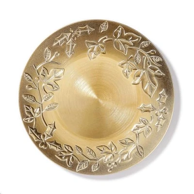 Abbildung von Dekoteller 33cm Kunststoff mit Mistelzweig Muster festliche Platzteller für die Weihnachtszeit Tischdeko Unterteller Winter Weihnachten Weihnachtsteller Weihnachtsdeko Gold metallic