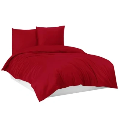 Abbildung von Mixibaby Bettwäsche Bettgarnitur Bettbezug 100% Baumwolle 135x200 155x220 200x200 200x220, Farbe:Rot, Größe:200 x 220 cm