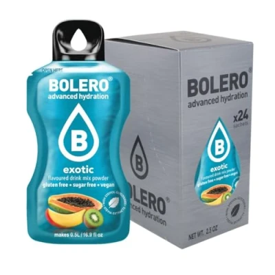 Abbildung von Bolero EXOTIC 24x3g Saftpulver ohne Zucker, gesüßt mit Stevia + Vitamin C geeignet für Kinder, Sportler und Diabetiker glutenfrei veganfreundlich Exotischer Geschmack