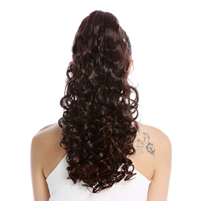 Abbildung von WIG ME UP 19AXL V 2T33 Haarteil Zopf Pferdeschwanz lang voluminös stark gelockt Mahagoni Braun Mix 50 cm