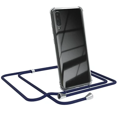 Abbildung von EAZY CASE Handykette kompatibel mit Samsung Galaxy A70 Handyhülle Umhängeband, Handykordel Schutzhülle, Silikonhülle, Hülle Band, Stylische Kette für Smartphone, Navy Blau