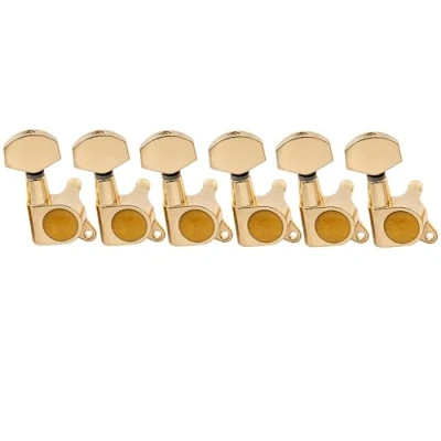 Abbildung von Musiclily Pro 6 in Line Gitarre Tuners Mechaniken Machine Heads Tuning Pegs Set für Strat Tele Style E Gitarre,Gold