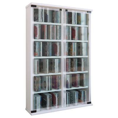 Abbildung von VCM CD Regal Holz DVD Stand Schrank Galerie Glastür, 1 tlg.