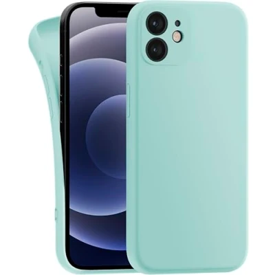 Abbildung von MyGadget Hülle Kompatibel mit iPhone 12 Mini robuste Silikon Schutzhülle TPU Case Slim Silikonhülle Back Cover Kratzfest Handyhülle Matt Mint