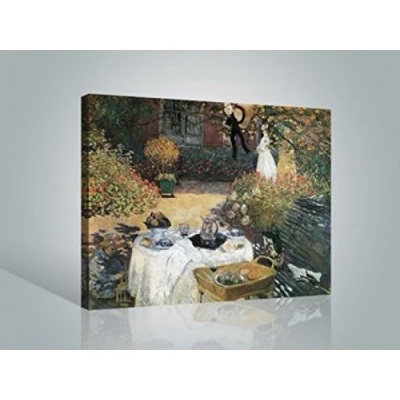 Abbildung von 1art1 Claude Monet Poster Das Mittagessen, 1873 Bilder Leinwand Bild Auf Keilrahmen XXL Wandbild Kunstdruck Als Leinwandbild 80x60 cm