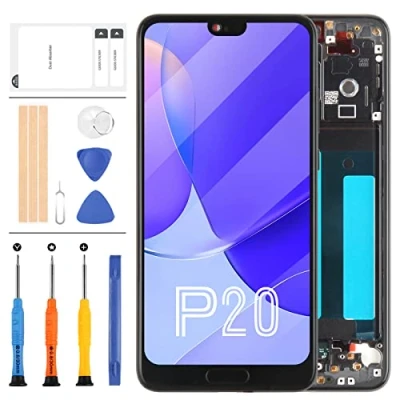 Abbildung von LADYSON Bildschirm Ersatz für Huawei P20 EML L09 L22 L29 AL00 LCD Display Touch Panel Digitizer Glas Montage Reparatursets mit Rahmen (schwarz)