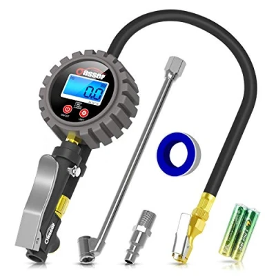 Abbildung von Oasser Digitaler Reifendruckmesser Reifenfüller 255 PSI Reifendruckprüfer US&amp;EU Standard Anschluss Reifendruckmessgerät für Auto Motorrad Fahrrad