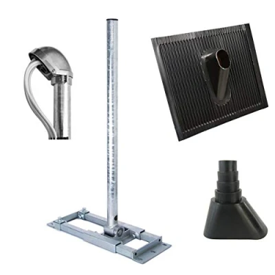 Abbildung von Premium X Deluxe X90 48 Dachsparrenhalter 90 cm Mast SAT Dach Halterung Abdeckung Alu Dachziegel schwarz Manschette Aluminium Kappe