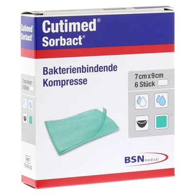 Abbildung von Cutimed Sorbact Kompressen 7x9 cm 6 St