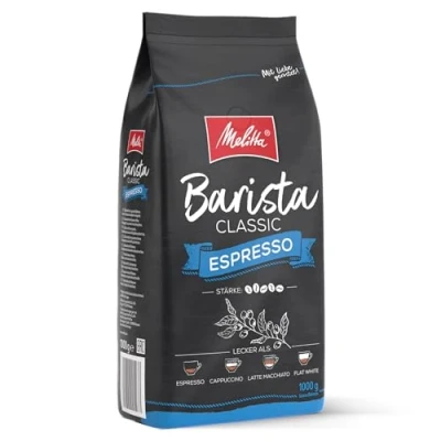 Abbildung von Melitta Barista Classic Espresso, Ganze Kaffee Bohnen 1kg, ungemahlen, Kaffeebohnen für Vollautomat, kräftige Röstung, Stärke 5
