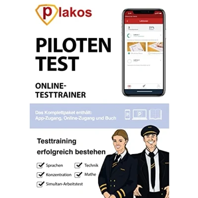 Abbildung von Pilotentest Testtraining: erfolgreich bestehen geeignet für Pilotinnen und Piloten, Fluglotsinnen Fluglotsen sowie ... Fachwissen Tests inkl. Lösungen