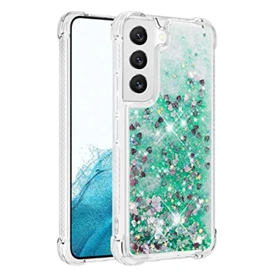 Abbildung von KBIKO zxl Kompatibel mit Glitzer Hülle für Samsung Galaxy S22 Handyhülle TPU Silikon Cover Erhöhte Kanten Flüssigkeit Treibsand Schutzhülle S22.Green YBL